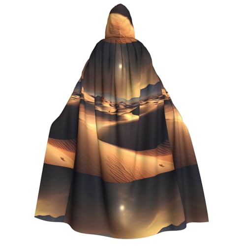 Zaixiansj Kapuzenumhang für Erwachsene, für Halloween-Party, Cosplay, Sahara-Wüsten-Druck, Kapuzenmantel, Kostüm, Umhang, Zubehör von Zaixiansj