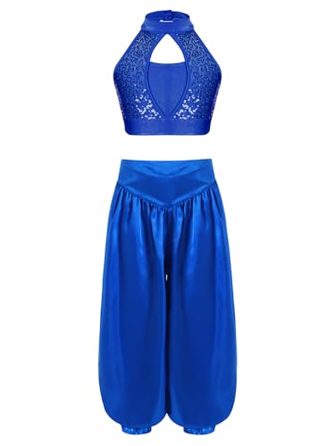 Zaldita Damen - Mädchen Bauchtanz - Outfit mit Spitze - Schnittmuster und glitzernden Pailletten - Passend für Tanzevents Blau 122-128 Zaldita Damen - Mädchen Bauchtanz - Outfit mit Spitze - Schnittmuster und glitzernden Pailletten - Passend für Tanzevents Blau 122-128 von Zaldita