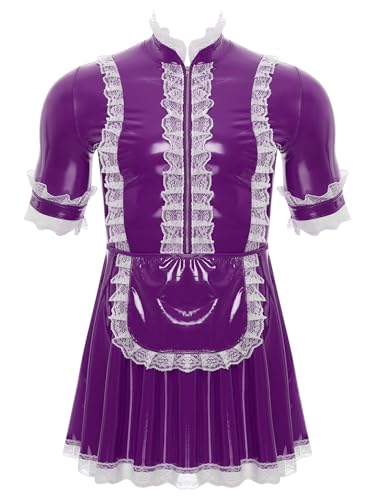 Zaldita Herren Sissy Dienstmädchen Kostüm Wetlook Französische Kleid Lackleder Minikleid Hausmädchen Cosplay Outfits Violett XL Zaldita Herren Sissy Dienstmädchen Kostüm Wetlook Französische Kleid Lackleder Minikleid Hausmädchen Cosplay Outfits Violett XL von Zaldita