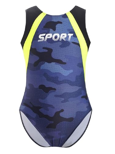 Zaldita Jungen Sport Leotard Ärmellos Streifen Druck Gymnastik Training Ballett Dunkelgrau 158-164 von Zaldita