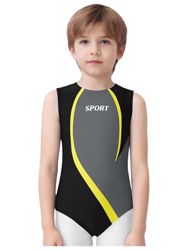 Zaldita Jungen Sportliche Trainings- und Darstellungs-Leotard für Turnen Ballett Tanz - Sleeveless Druckfarbblock Grau 122-128 Zaldita Jungen Sportliche Trainings- und Darstellungs-Leotard für Turnen Ballett Tanz - Sleeveless Druckfarbblock Grau 122-128 von Zaldita