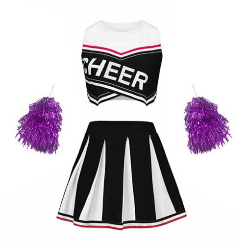 Zaldita Mädchen Cheer Leader Kleid mit Crop Top Faltenrock 2 Pompoms Set Mittelschule Cheerleading Uniform Karneval Fasching Cosplay Schwarz 110-116 Zaldita Mädchen Cheer Leader Kleid mit Crop Top Faltenrock 2 Pompoms Set Mittelschule Cheerleading Uniform Karneval Fasching Cosplay Schwarz 110-116 von Zaldita