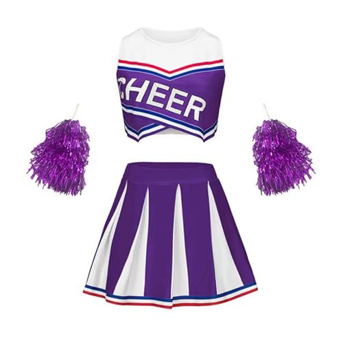 Zaldita Mädchen Cheer Leader Kleid mit Crop Top Faltenrock 2 Pompoms Set Mittelschule Cheerleading Uniform Karneval Fasching Cosplay Violett 122-128 Zaldita Mädchen Cheer Leader Kleid mit Crop Top Faltenrock 2 Pompoms Set Mittelschule Cheerleading Uniform Karneval Fasching Cosplay Violett 122-128 von Zaldita