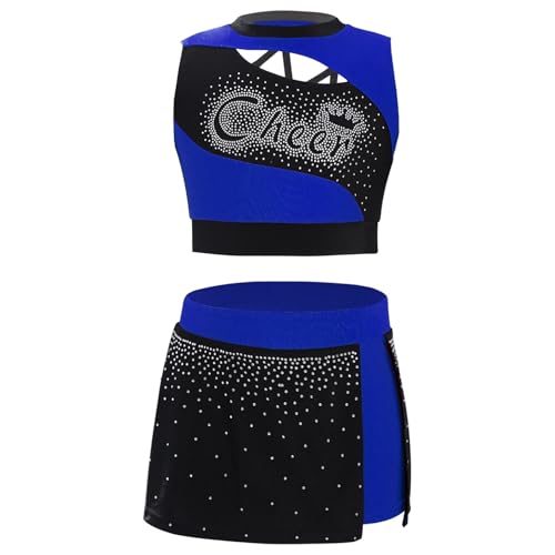 Zaldita Mädchen Cheer Leader Kostüm Tanz Outfit Cheerleading Uniform mit Ärmellos Crop Top Minikleid Schulmädchen Cosplay Blau 122-128 Zaldita Mädchen Cheer Leader Kostüm Tanz Outfit Cheerleading Uniform mit Ärmellos Crop Top Minikleid Schulmädchen Cosplay Blau 122-128 von Zaldita