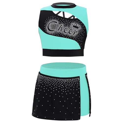 Zaldita Mädchen Cheer Leader Kostüm Tanz Outfit Cheerleading Uniform mit Ärmellos Crop Top Minikleid Schulmädchen Cosplay Blau Grün 158-164 Zaldita Mädchen Cheer Leader Kostüm Tanz Outfit Cheerleading Uniform mit Ärmellos Crop Top Minikleid Schulmädchen Cosplay Blau Grün 158-164 von Zaldita