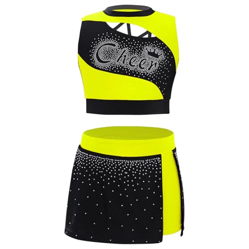 Zaldita Mädchen Cheer Leader Kostüm Tanz Outfit Cheerleading Uniform mit Ärmellos Crop Top Minikleid Schulmädchen Cosplay Fluoreszierendes Gelb 146-152 Zaldita Mädchen Cheer Leader Kostüm Tanz Outfit Cheerleading Uniform mit Ärmellos Crop Top Minikleid Schulmädchen Cosplay Fluoreszierendes Gelb 146-152 von Zaldita