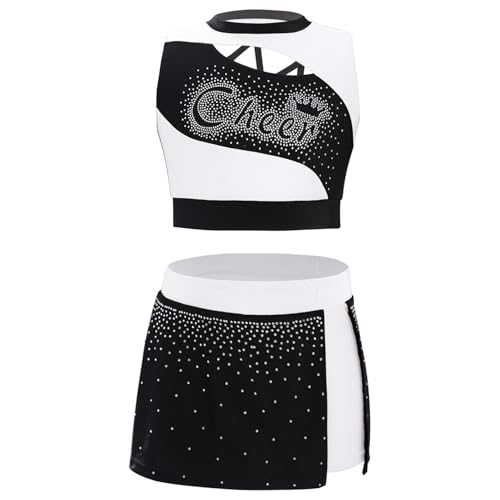 Zaldita Mädchen Cheer Leader Kostüm Tanz Outfit Cheerleading Uniform mit Ärmellos Crop Top Minikleid Schulmädchen Cosplay Weiß 158-164 Zaldita Mädchen Cheer Leader Kostüm Tanz Outfit Cheerleading Uniform mit Ärmellos Crop Top Minikleid Schulmädchen Cosplay Weiß 158-164 von Zaldita