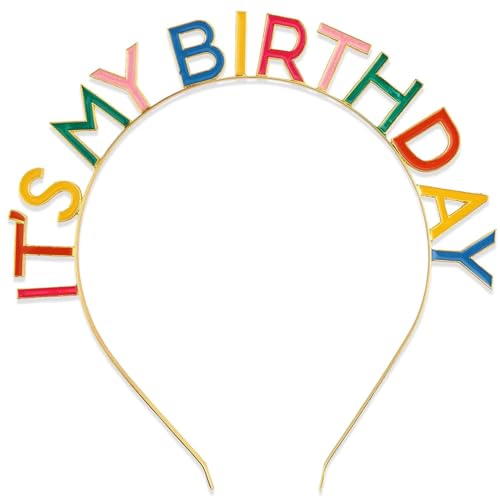 Zalingo Happy Birthday Krone Regenbogen It's My Birthday Legierung Stirnband Geburtstag Kopfschmuck für Frauen Mädchen Geburtstagsgeschenk und Party Dekorationen Bunt von Zalingo