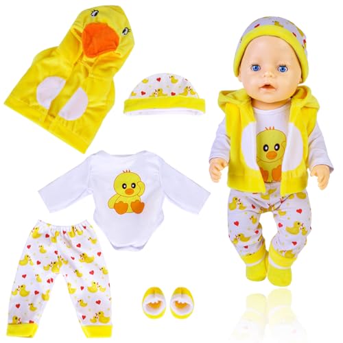Kleidung Für Baby Puppen, 5 Teilig Puppenkleidung, Kleidung 36 Cm-43 cm, Langärmliges Oberteil + Hose + Weste + Hut + Socken von Zaloife