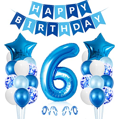 Luftballon 6. Geburtstag Blau, Geburtstagsdeko 6 jahre Junge, Folienballon 6. Geburtstag, Ballon deko 6. Geburtstag, Zahlenballon 6 Junge, Birthday Decorations Party Deko von Zaloife