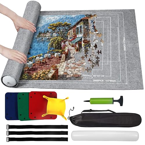 Puzzlematte für Puzzle mit bis zu 3000 Teile, Grau Puzzle Mat Roll, Puzzle Aufbewahrung Puzzlematte Zum Rollen, Puzzle Unterlagen Puzzlepad Puzzlerolle, Puzzleteppich von Zaloife