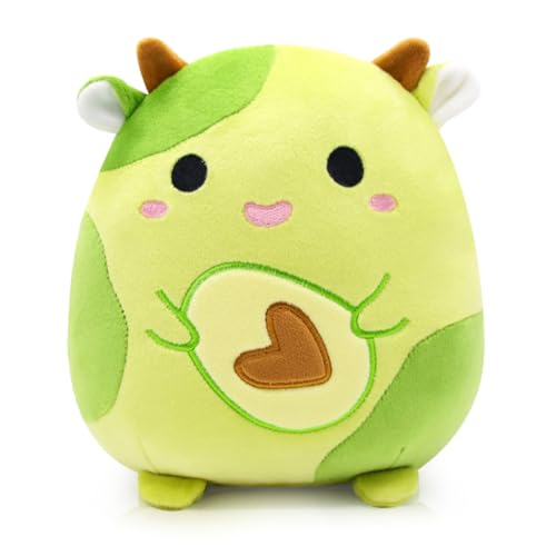 Zaloife Avocado Kuh Plüschtier Grün, 18cm Stofftier, Kuscheltier Plush, Lustiges Plüsch Puppe Geschenk für Kinder B von Zaloife