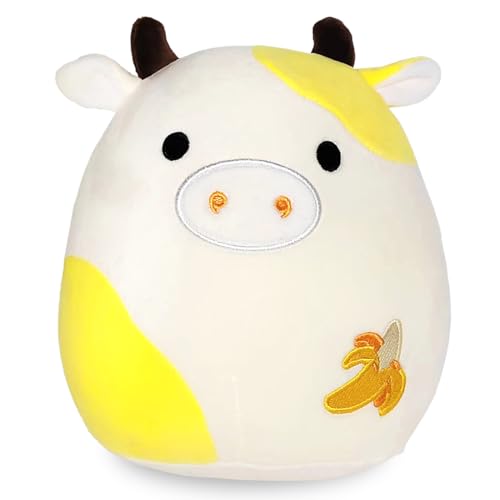 Zaloife Banane Kuh Plüschtier Gelb, Kuscheltier 20cm, Stofftier Plush, Lustiges Superweiches Plüsch Puppe Geschenk für Kinder von Zaloife