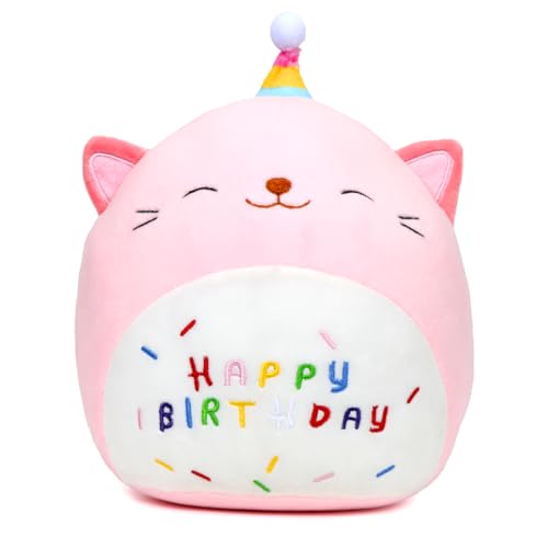 Zaloife Happy Birthday Katze Kuscheltier Süß, Geburtstag Plüschtier 25cm, Rosa Stofftier zum Kuscheln & Spielen, Plüschkissen Puppe Geschenk für Fans Kinder Mädchen Jungen Zaloife Happy Birthday Katze Kuscheltier Süß, Geburtstag Plüschtier 25cm, Rosa Stofftier zum Kuscheln & Spielen, Plüschkissen Puppe Geschenk für Fans Kinder Mädchen Jungen von Zaloife