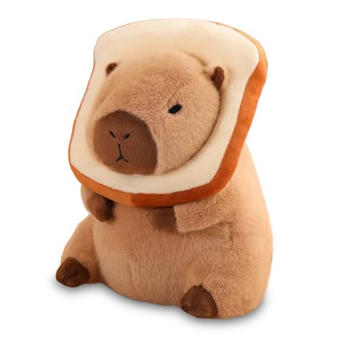 Zaloife Kuscheltier Capybara 25 cm, Plüschtier Capybara mit Tragbarem Toast Kopfschmuck, Stofftier Braun, Plüsch Kissen Puppe Spielzeug Geschenk für Fans Kinder Zaloife Kuscheltier Capybara 25 cm, Plüschtier Capybara mit Tragbarem Toast Kopfschmuck, Stofftier Braun, Plüsch Kissen Puppe Spielzeug Geschenk für Fans Kinder von Zaloife