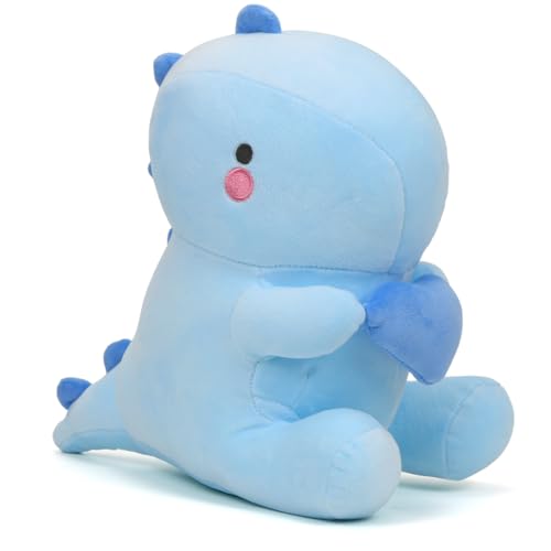Zaloife Kuscheltier Dinosaurier Blau, Plüschtier Dino mit Herz 30cm, Stofftier Dinosaurier, Lustiges Plüsch Dino Kissen Puppe Geburtstage Valentinstag Party Festival Geschenk für Kinder Fans von Zaloife