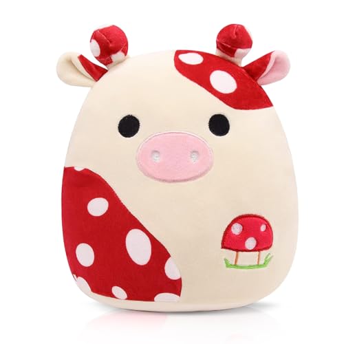 Zaloife Pilz Kuh Plüschtier Rot, Stofftier Pilz Kuh 20cm, Kuscheltier Pilz Kuh Plush, Lustiges Pilzförmiges Kuh Plüsch Puppe Geschenk für Kinder B von Zaloife