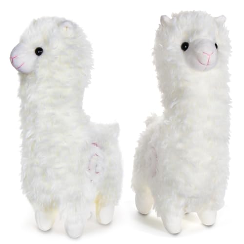 Zaloife Plüschtier Alpaka, Stand Alpaka Kuscheltier Plush 25cm, Lama Stofftier Plüsch Alpaka Puppe Geschenk für Kinder(Weiß) von Zaloife