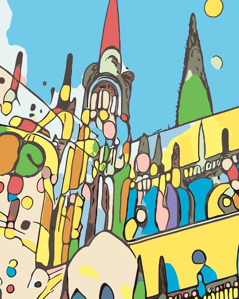 Malen nach Zahlen - Köln ist bunt - 5  - Artist's Edition - by zamart, mit Rahmen von Zamart