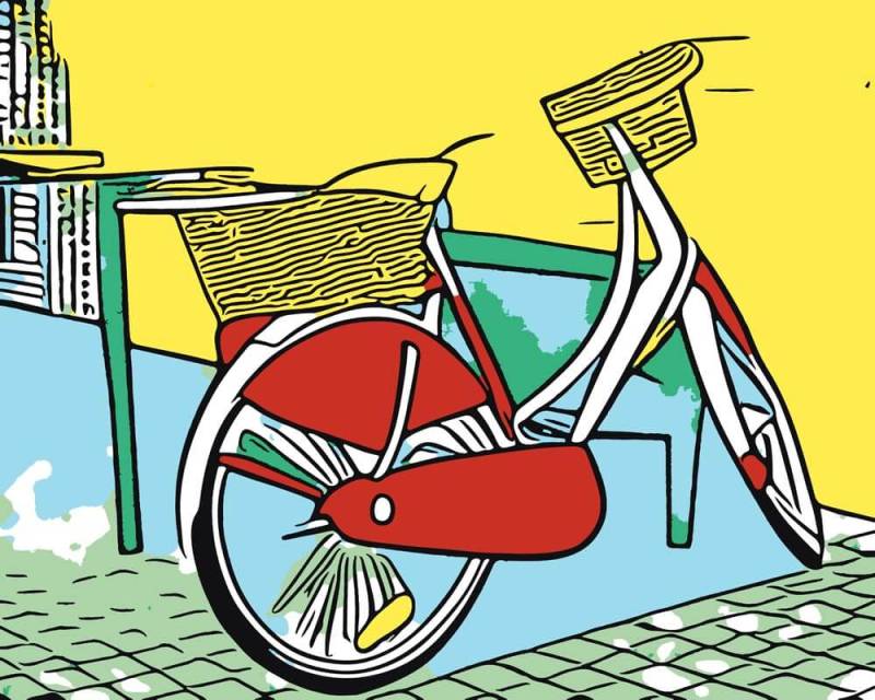 Malen nach Zahlen - Mit dem Fahrrad unterwegs - Artist's Edition - by zamart, mit Rahmen von Zamart