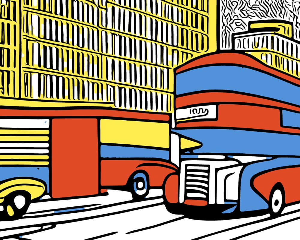 Malen nach Zahlen - Roter Bus in London - Artist's Edition - by zamart, ohne Rahmen von Zamart