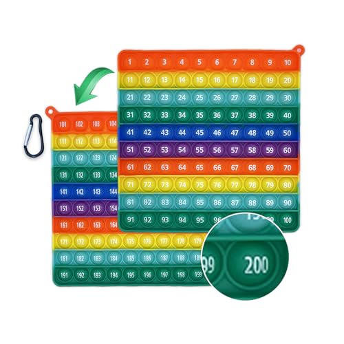 Zamety Plopper Spielzeug, Pop It Spielzeug, Plopper Fidget Toy, Kinder Erleuchtung Zahlen 1-200 Pop It, Doppelseitiges Popet Spiel, Stressabbau Kinder Erwachsene Sensory Stress Spiel von Zamety