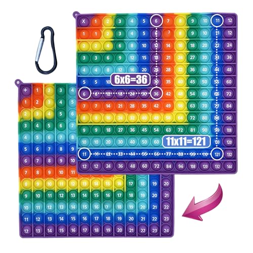 Zamety Pop It 2 In 1, Pop It Spielzeug, 20x20cm Plopper Spielzeug, Multiplikationsbrett und Addition Popit Lernspielzeug, Doppelseitig Popet Fidget Toys Anxiety Toy für Kinder und Erwachsene von Zamety