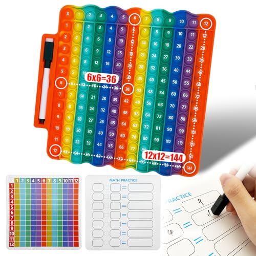 Zamety Pop It Fidget Toys, Plopper Spielzeug, Popit Multiplikation Zahl Lernspielzeug, Pop It Spielzeug mit Mathekarten und Löschbaren Stiften, Autismus Toys für Kinder und Erwachsene von Zamety
