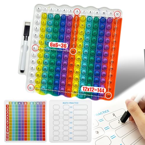 Zamety Pop it Spielzeug, Plopper Spielzeug, Popit Multiplikationsbrett Zahl Lernspielzeug, Pop It Fidget Toys mit Mathekarten und Löschbaren Stiften, Sensory Toy für Kinder Aufklärung Digitaler von Zamety