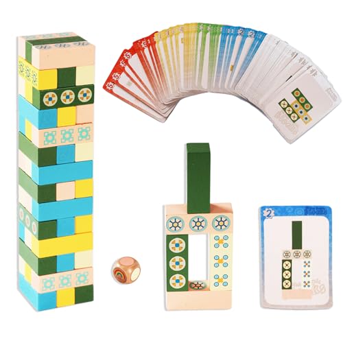 Holz-Turm-Stapelspiel für Kinder & Erwachsene – Schnelles, spaßiges Familienspiel, Puzzle-Brettspiel, Herausforderndes Match mit Bausteinen für Partys oder Klassenzimmer-Spiele von Zamtzax