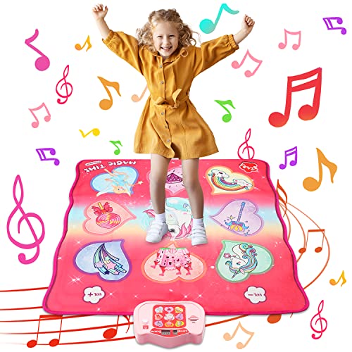 Einhorn Tanzmatte Spielzeug,3 Herausforderung Modi Berühren Matte Spielen mit LED Anzeige, Musical Tanzmatte Spiel für 3 4 5 6 7 8 Jahre Mädchen Junge von Zanetta