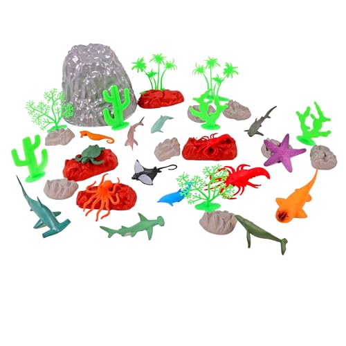 Zanimo & co - Fass mit Meerestieren und Zubehör - 032901 - Mehrfarbig - Kunststoff - 36 Stück - Kinderspielzeug - Realistisch - Miniatur - Sortierte Tiere - Ab 3 Jahren von Zanimo & co