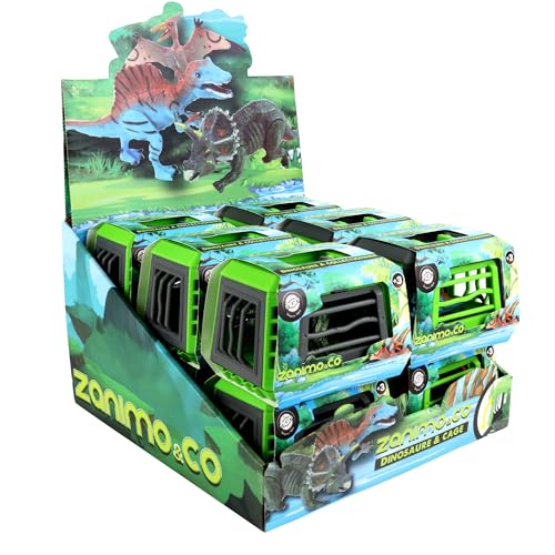 Zanimo & co - Pack mit 12 Dinosauriern im Käfig - 033262PA - Mehrfarbig - Kunststoff - Zum Sammeln - Kinderspielzeug - Realistisch - Miniatur - Tierassortiment - Ab 3 Jahren von Zanimo & co