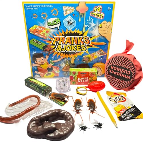 Childrens Witz Streich Kit - Pranks Pack und Witz Toys Box Set Practical Witze Spielbox für Aprilscherz, Halloween, lustige Party Aprilscherz Streich Childrens Witz Streich Kit - Pranks Pack und Witz Toys Box Set Practical Witze Spielbox für Aprilscherz, Halloween, lustige Party Aprilscherz Streich von Zankie