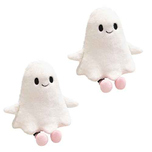 Zankie 2 Stück Halloween Ghost Plüschspielzeug - Halloween Wohndekorationen, 11,8 "süße Weiße Geistergefüllte Kissen -gei-Ster -Geisterspielzeug Weihnachtsgeister Stofftier Für Bettsofa Dekorationen von Zankie