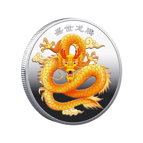 Zankie Chinesisches Neujahr 2024 Drachenmünze – Traditionelle chinesische Drachenmünze 2024 Chinesischer Drache Glücksmünze für Geld, Glück, Gesundheit, Reichtum, chinesische Neujahrsgeschenke von Zankie