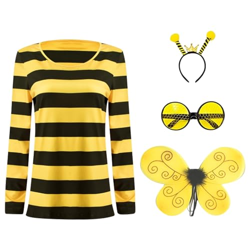 Bienenkostüm Erwachsene, Bienenkostüm Erwachsene Festivals Lustige Grosse Grössen Bienen Kostüm Set Mit Accessoires Faschingskostüme Damen Karneval Kostüm Damen Für Halloween Rollenspiele Party von Zannycn