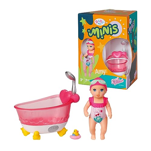 BABY born Minis Badewannen-Spielset mit Minis-Puppe Amy und Ente, 906101 Zapf Creation von BABY Born