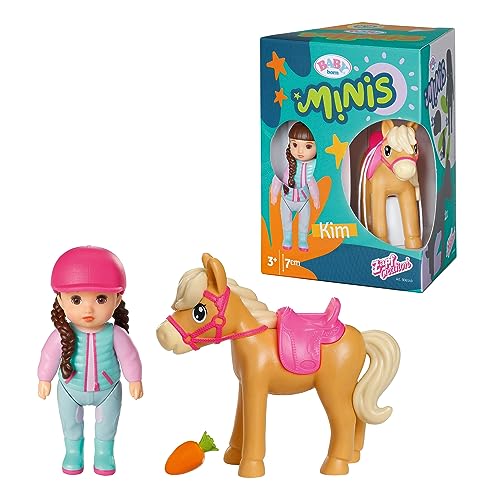 BABY born Minis Pferde-Spielset mit Minis-Puppe Kim und Pferd mit Möhre, 906149 Zapf Creation von BABY Born