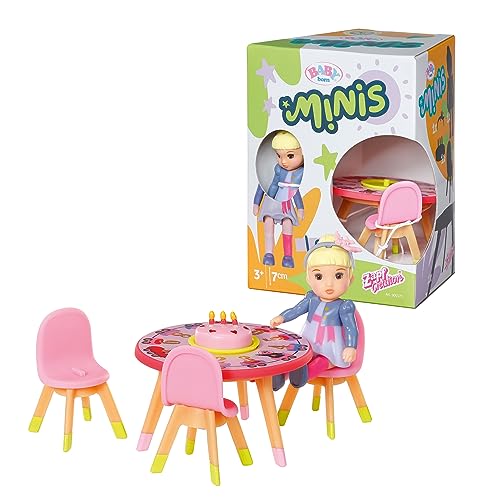 BABY born Minis Geburtstags-Spielset mit Minis-Puppe Lea, Geburtstagstisch und Stühlen, 906170 Zapf Creation von BABY Born