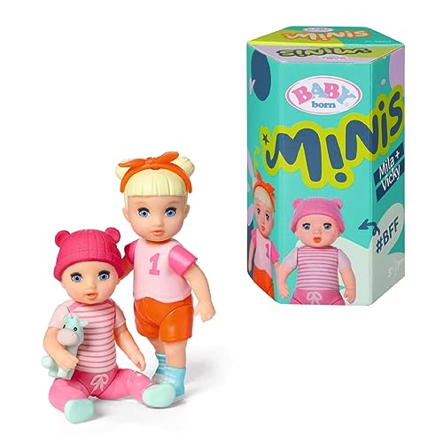 BABY born Minis Doppelpack mit Minis-Puppen Vicky und Mila mit Farbwechseleffekt, Stickerbogen und Accessoires, 906071 Zapf Creation von BABY Born