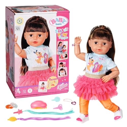BABY born Sister Play & Style Brunette 43 cm, Puppe mit Haaren und 8 Funktionen für Kinder ab 4 Jahren, funktioniert ohne Batterie, 835371 Zapf Creation BABY born Sister Play & Style Brunette 43 cm, Puppe mit Haaren und 8 Funktionen für Kinder ab 4 Jahren, funktioniert ohne Batterie, 835371 Zapf Creation von BABY Born