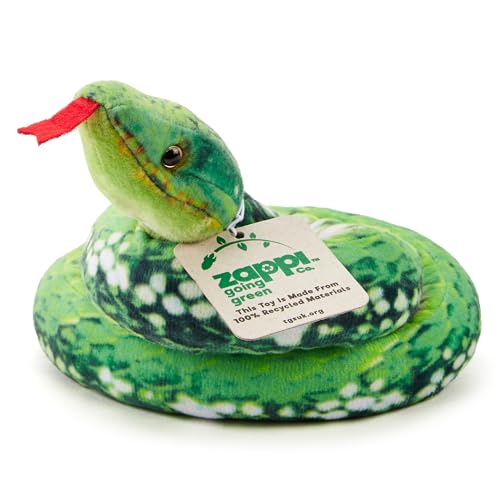 Zappi Co 100% recyceltes Plüsch Grüner Baum Python Schlangenspielzeug (100cm Länge) Weiches Kuscheltier, umweltfreundlich, grün für Neugeborene von Zappi Co