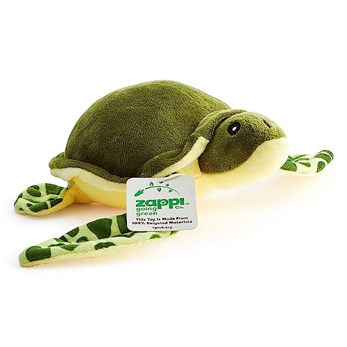 Zappi Co 100% recyceltes Plüschtier, Grüne Meeresschildkröte (30cm Breite) Weiches, kuscheliges, umweltfreundliches Tiersammlung für Neugeborenes Kind Erstes Kind von Zappi Co
