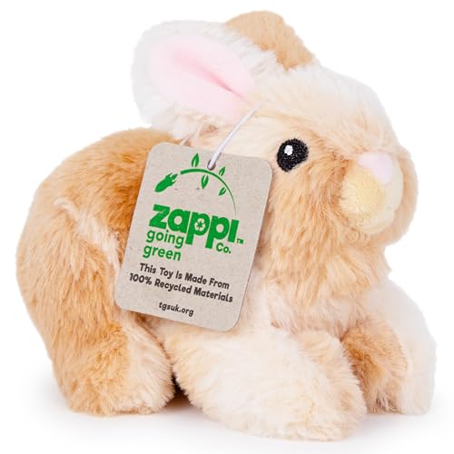 Zappi Co 100% recyceltes Plüschtier, Kaninchen (15cm Länge) Weiches, kuscheliges, umweltfreundliches Tiersammlung für Neugeborenes Kind Erstes Kind von Zappi Co