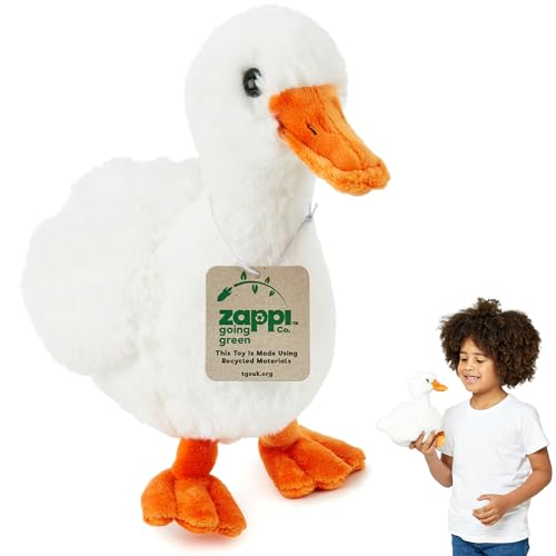 Zappi Co Enten Plüschtier (25 cm Länge) - Charmantes und weiches Wasservogelspielzeug, perfekt für die imaginären Teichabenteuer von Kindern von Zappi Co