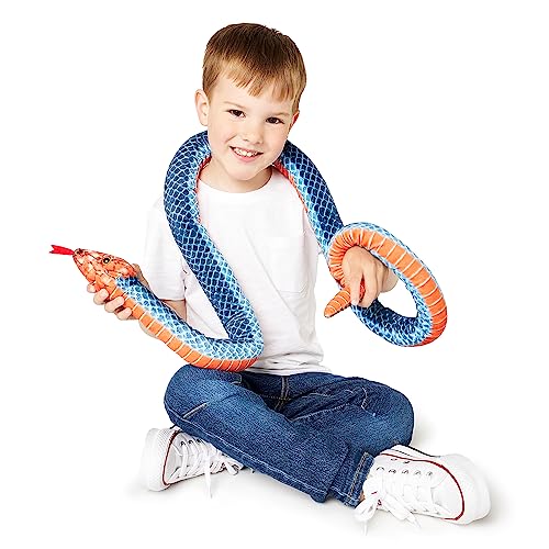 Zappi Co Kinder Gefülltes Weiches Kuscheliges Plüsch-Schlangenspielzeug - Teil der Safari-Tierkollektion, perfekt für Kinder (180 cm Länge) (Blaue Korallenschlange) von Zappi Co