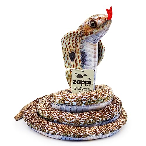 Zappi Co Kinder Gefülltes Weiches Kuscheliges Plüsch-Schlangenspielzeug - Teil der Safari-Tierkollektion, perfekt für Kinder (Kobra-Schlange) von Zappi Co