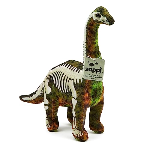 Zappi Co Kinder's Weiches Kuscheliges Plüschtier - Perfekte weiche Spielgefährten für Kinder im bedruckten Stil (31cm Höhe) (Brontosaurus Dinosaurier) von Zappi Co