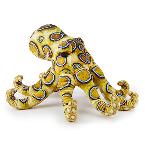 Zappi Co Plush Kinder-Plüschtier, gefüllt, weich, kuschelig, Teil der Safari-Tier-Kollektion, perfekt für Kinder (27 cm Länge) (blau geringelter Oktopus) von Zappi Co